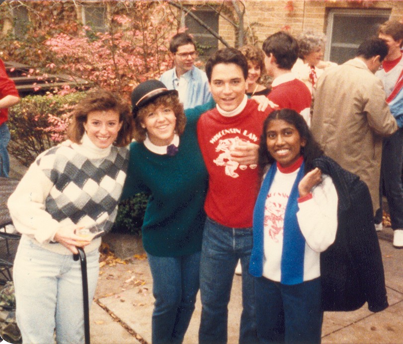 Student at the Cane Toss tailgate at the Law School.