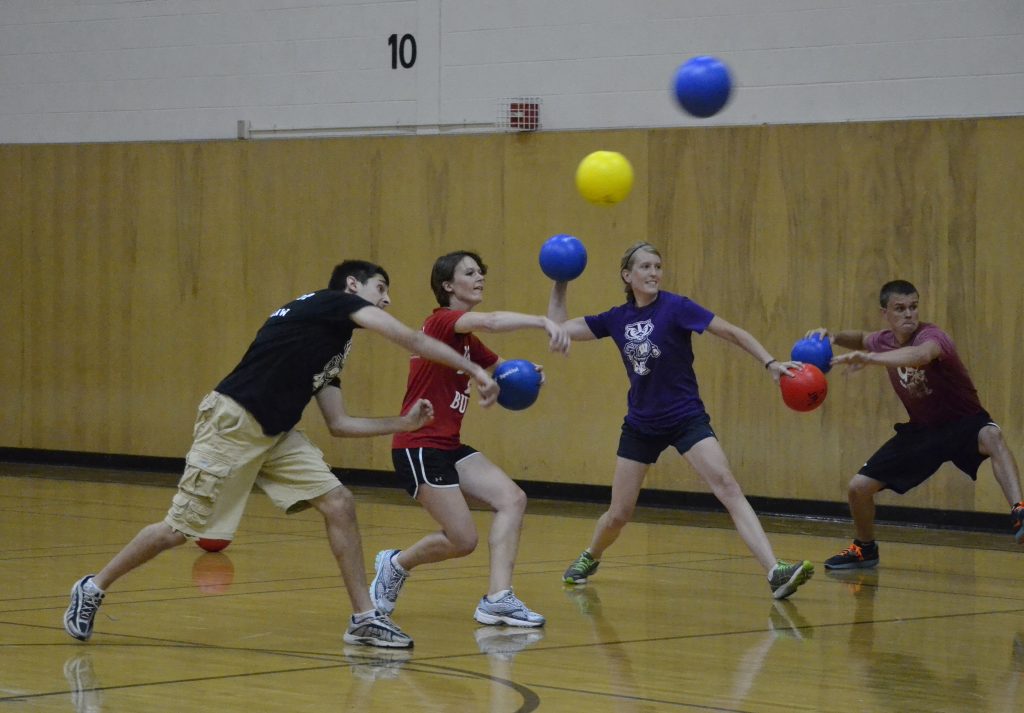students playing dodgeball