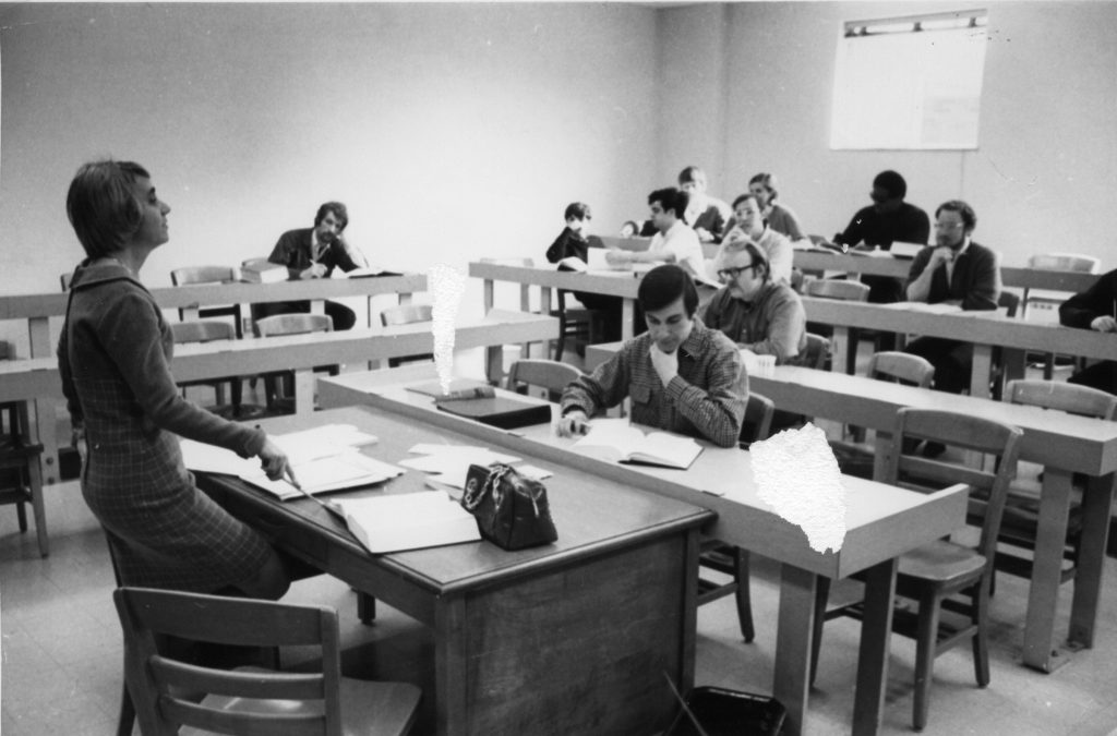 Professor teaching a law class.