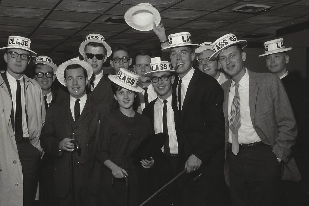 The Class of 1965 gather before the Cane Toss.