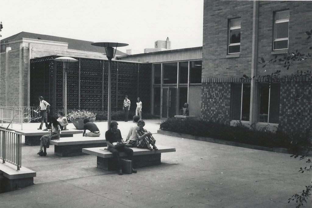 Students in front of the Law Building in 1963.