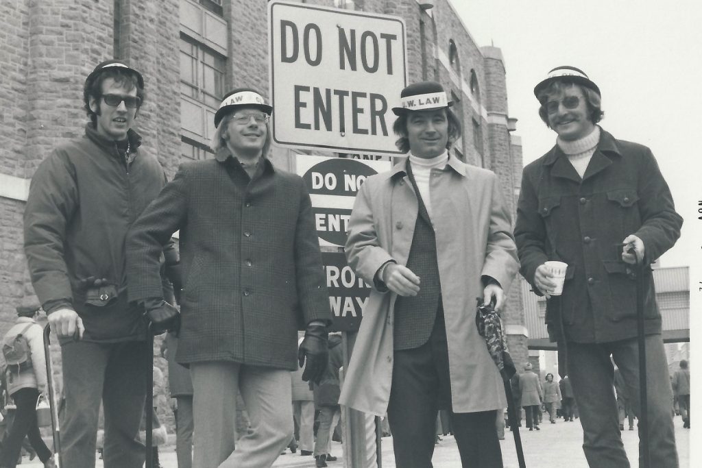 Student outside of Camp Randall.