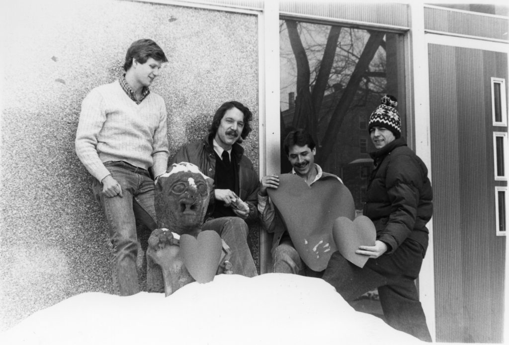 Students with gargoyle