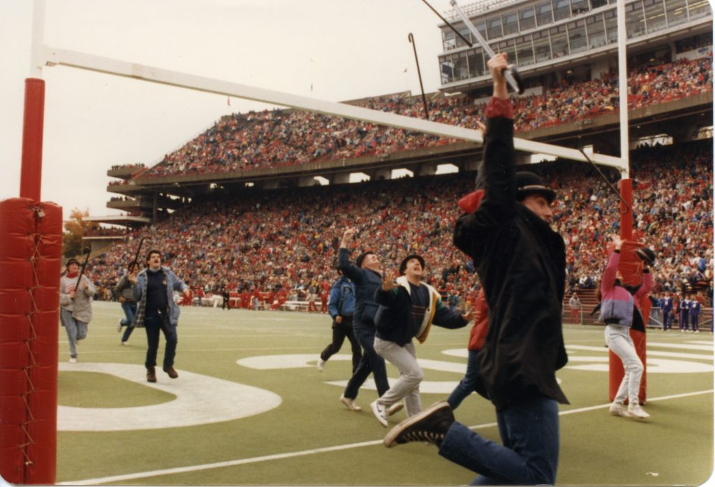 Student excited after catching their cane.