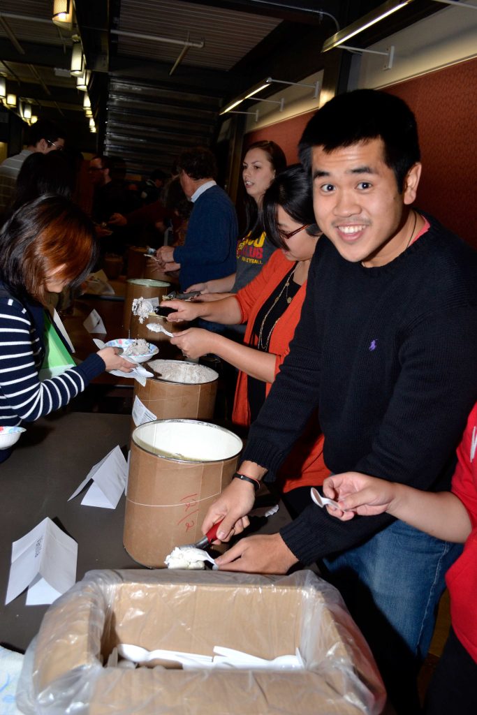students in line for ice cream