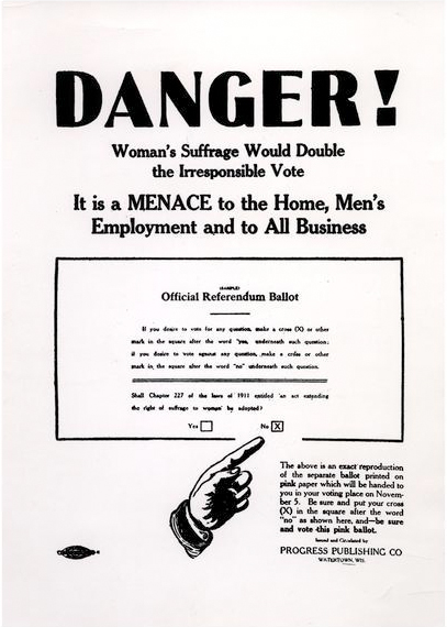 historic poster condemning women's suffrage