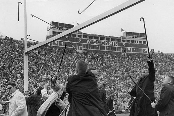 Students participate in the Cane Toss in 1917