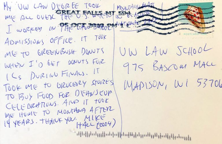 Postcard from Mike Hall '04